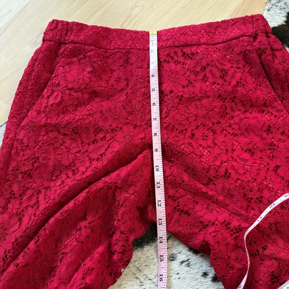 J CREW Red Peyton Lace Cropped Pant Pull On Size 8 - Picture 7 of 8